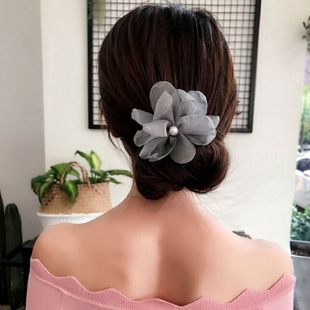 Flower Hair Accessories Magic Bun Maker Girl Donut Quick Messy Women Pearl Hair Bands French DIY Hairstyle Headband Braider