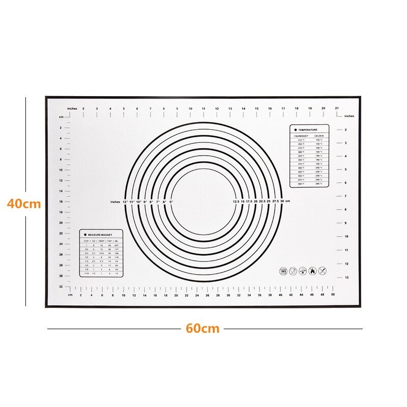 Rodillo de acero inoxidable de silicona para hornear, estera de pastelería, utensilios de cocina para hornear masa, Pizza, pasteles, Pasta y galletas: Baking Mat 2