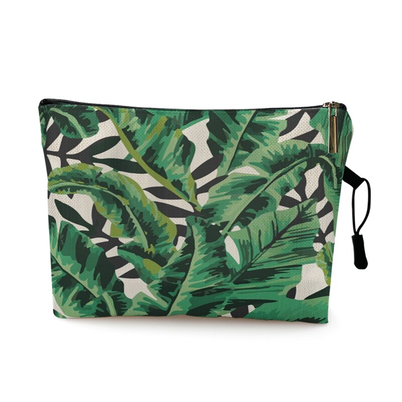 Borsa da toilette da viaggio per donna organizza foglie di piante verdi tropicali stampa borsa cosmetica borsa da trucco portatile per signora borsa per lavaggio: Pattern 1