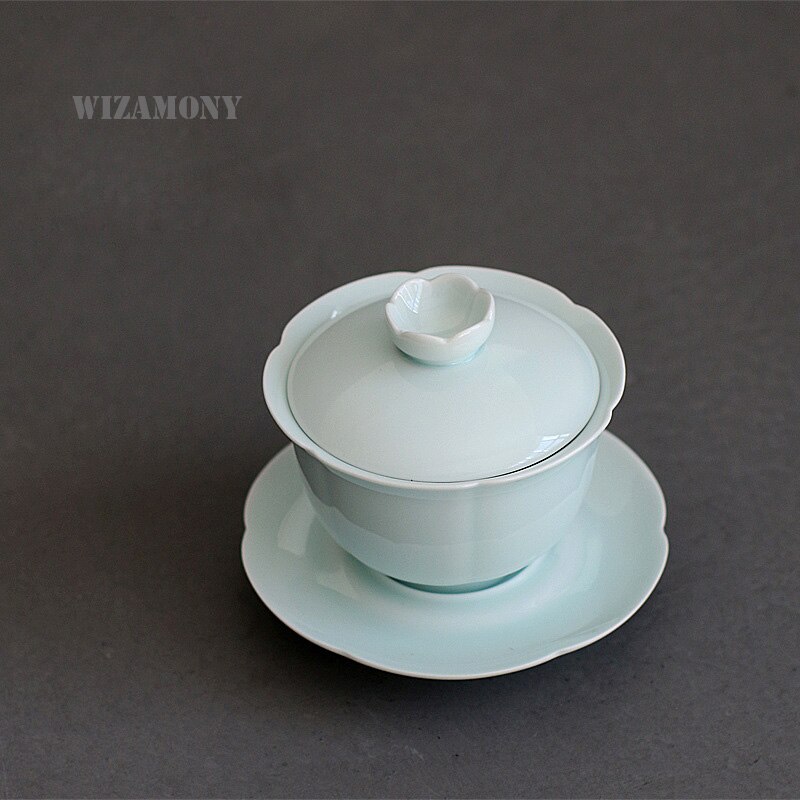 WIZAMONY Chinese Porselein Celadon Gaiwan Thee Set Theepot Voor Puer thee grote maat