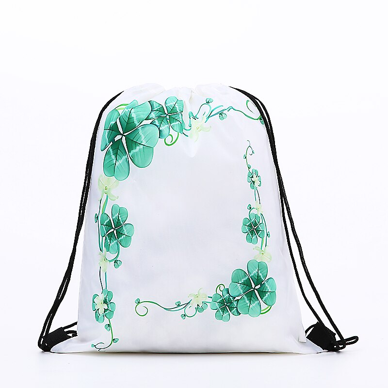 sports Drawstring Backpack,Saint Patrick's Day , storage bag printed polyester bundle pocket