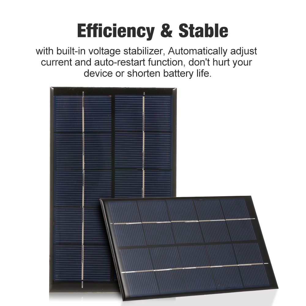 2.5W/5V Portable Solar Panel Mini Solar Charger With USB Port Silicon Compact Solar Phone Charger for Camping Hiking Traveling