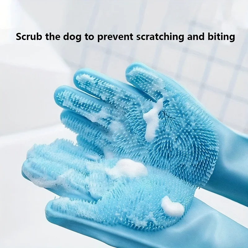 Poetshandschoenen Voor Het Verzorgen Van Huisdieren Hond Kat Baden Shampoo Handschoen Magie Afwassen Cleanner Spons Siliconen Ontharingshandschoen