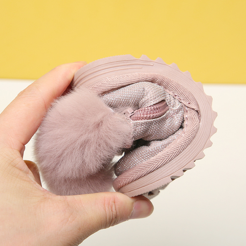 #39 für mädchen, warme, rutschfeste Baby- und kleinkinderschuhe aus baumwolle, kinderstiefel mit kaninchenfellmuster #39 0-1-3- #39