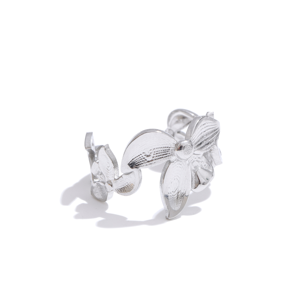 Anillo chapado en PVD de Color dorado ajustable abierto con flor de océano Yhpup para mujer, joyería de acero inoxidable a la , accesorios al por mayor: Verde
