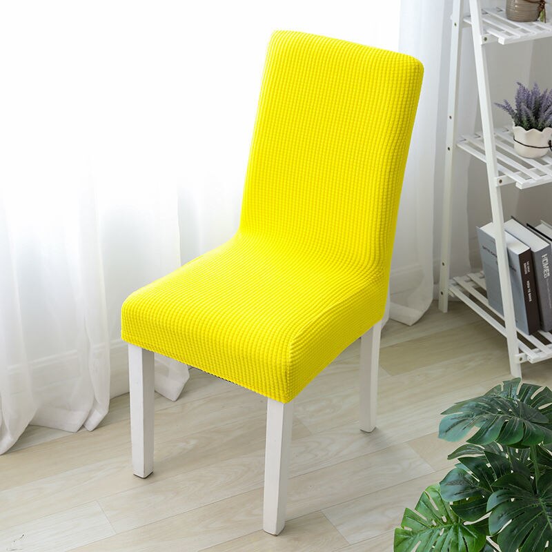 Einfarbig Stuhl Abdeckung Gestrickte stoff Stretch Elastische Hussen Stuhl Abdeckungen Für Esszimmer Küche Hochzeit Bankett Hotel: yellow