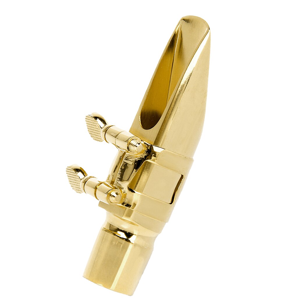 Golden Plated Alto Sax Saxophone Mouthpiece #6 Metal with Cap and Ligature high Baffle Special Tone Chamber