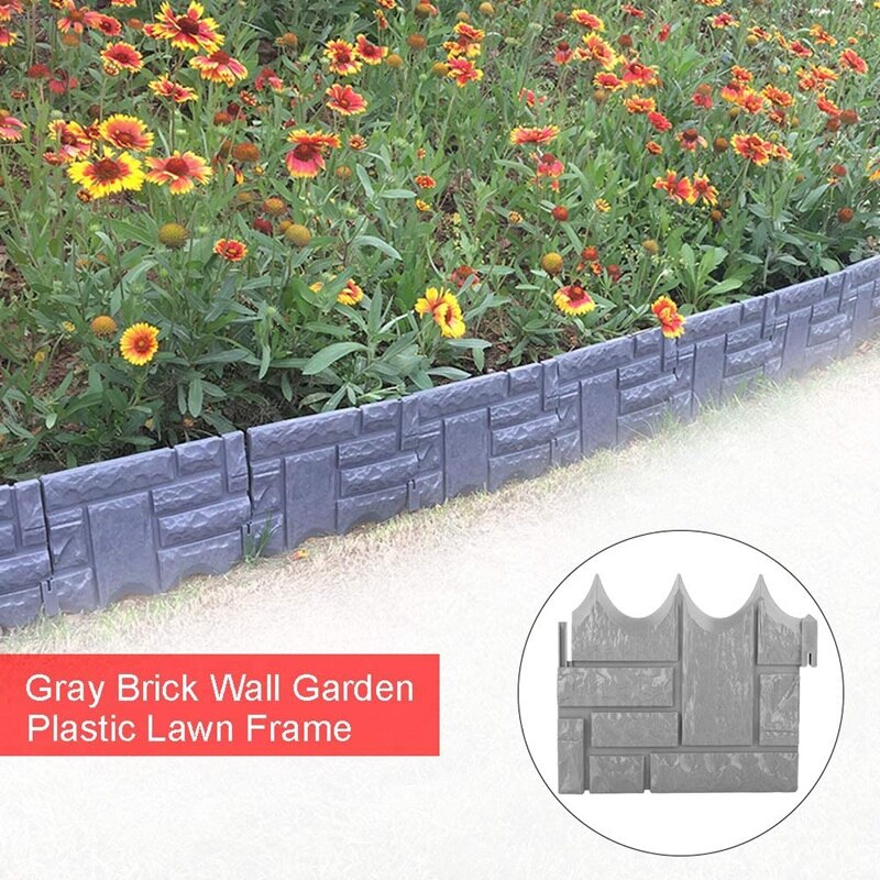 Græsplæne kant plante, grå sten mursten blomsterbed og have hegn, bruges til diy hjem haven dekoration  (12 stk)