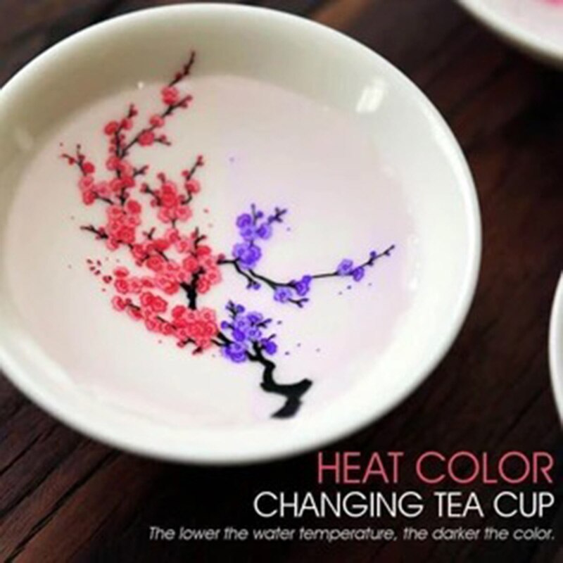 Japanese Magic Sakura Cup Cold Temperature Color Changing Flower display Sake Cup Ceramic Tea Cup Tea Bowl