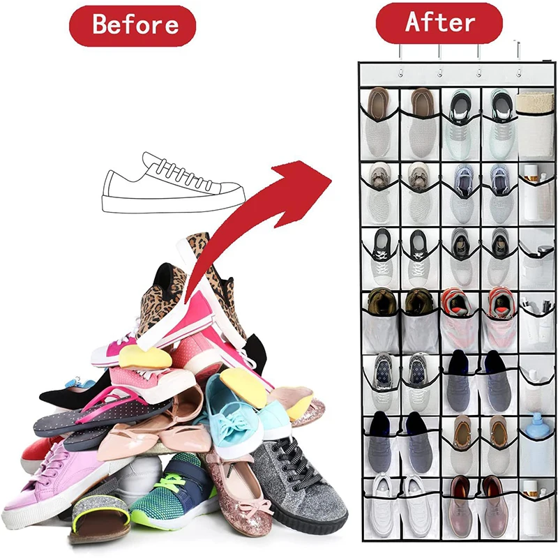 12/24 Pocket Schoenen Organizer Rack Hangende Tas Wandgemonteerde Schoenhouder Hangend boven de deur achter Closet Organizer Opbergtas