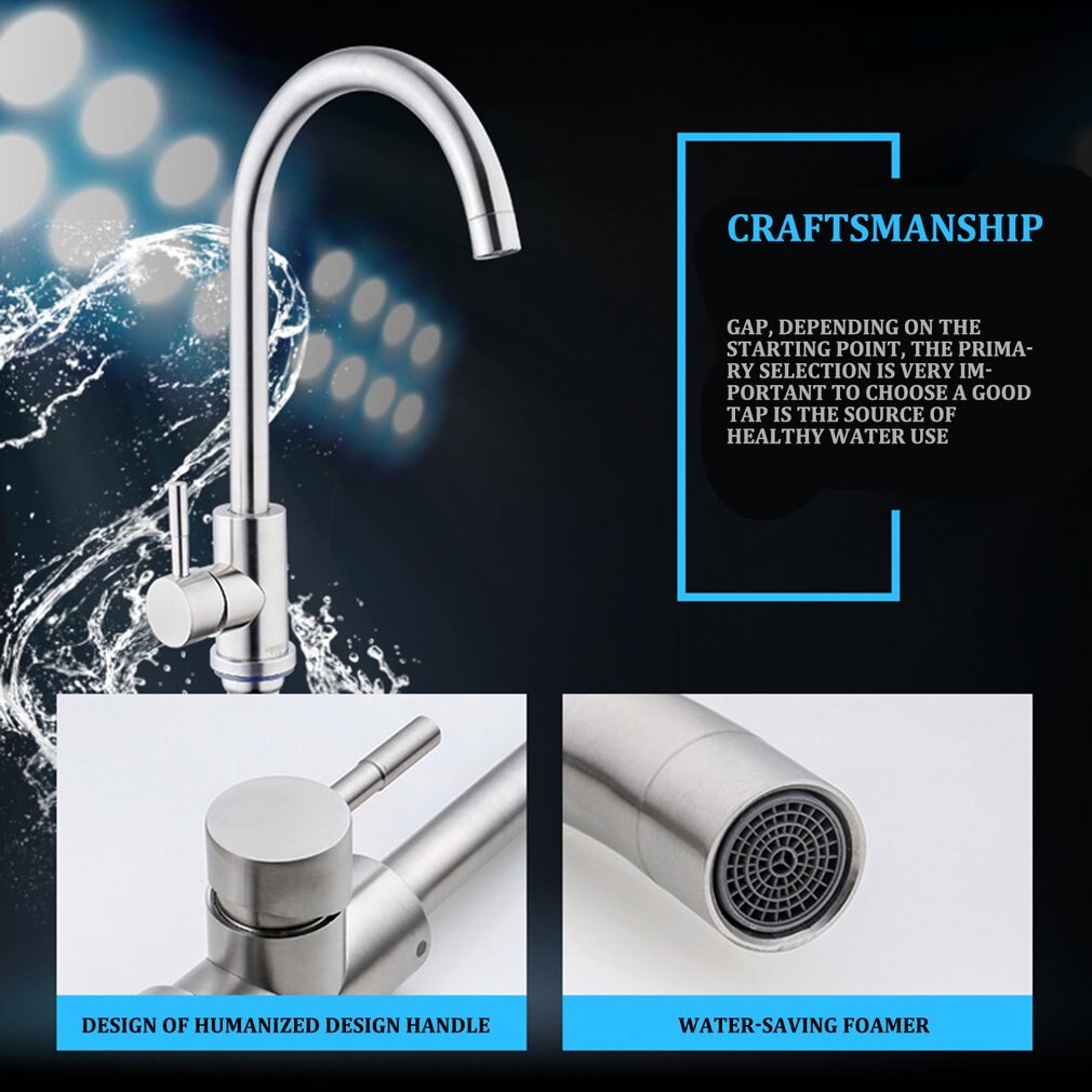 Rvs Keuken Instant Verwarming Kraan Draaibaar Koud Dual-Gebruik Snelle Verwarming Kraan Douche Valve