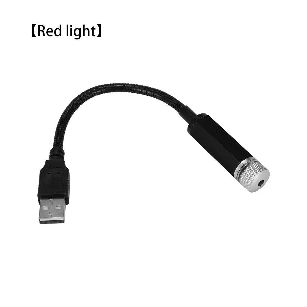 Luz de proyección de techo de coche, proyector de techo Interior, luz LED de ambiente ajustable USB portátil, luz roja: Red Light