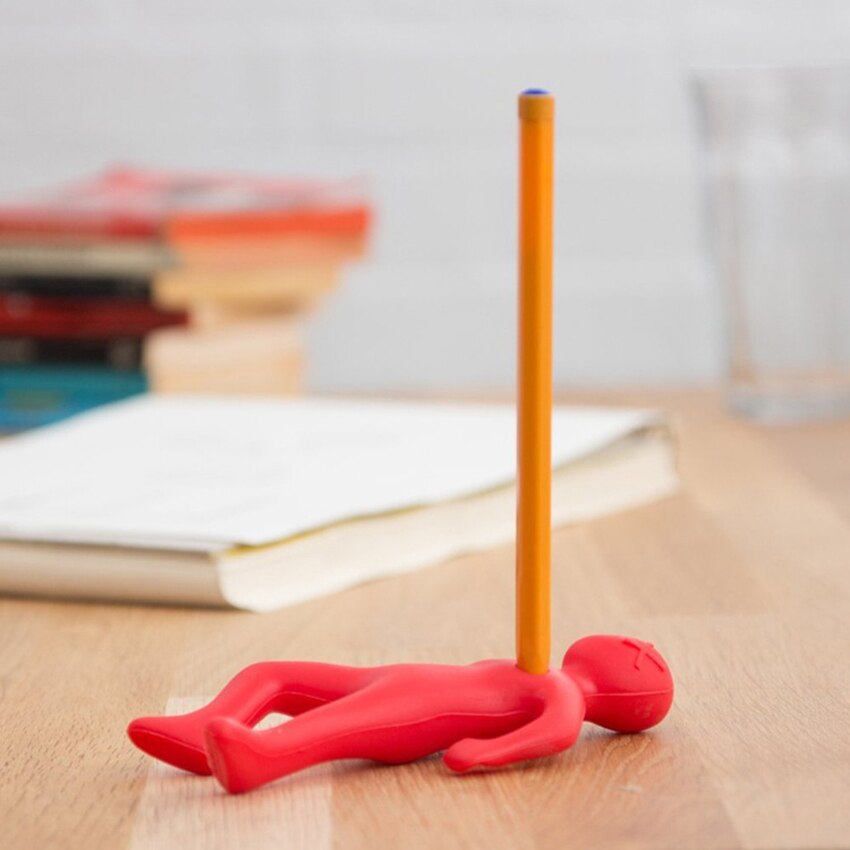 Red Man Funny Pen & Pencil Holder Stand Silicone Desk Organizer, Office Desk Accessories Pen Stand Desktop Organizer