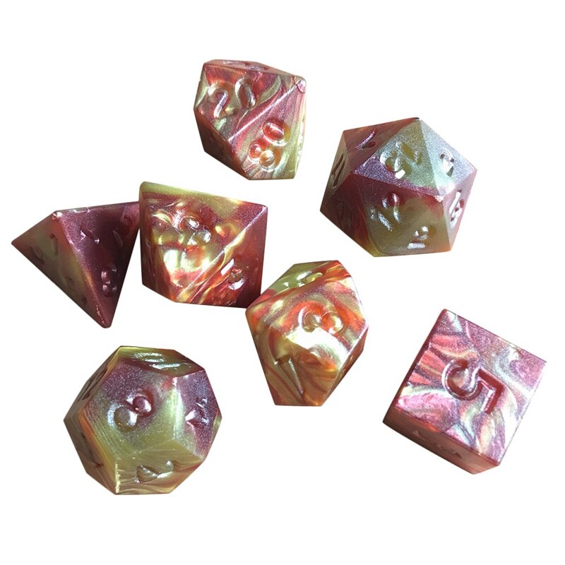 Ensemble de dés à facettes multiples, 7 pièces, acrylique, Double couleur, numérique, jeu de personnalité, DND: Default Title