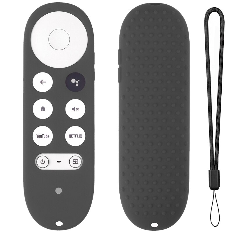 Funda de silicona a prueba de golpes para Chromecast, funda protectora para mando a distancia de Google TV , control remoto por voz,: Plata