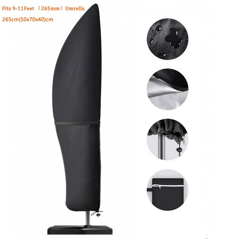 Waterproof Oxford Cloth Outdoor Umbrella Cover Shade Garden Weatherproof Patio Cantilever Rain Cover Accessories: M (265cm)