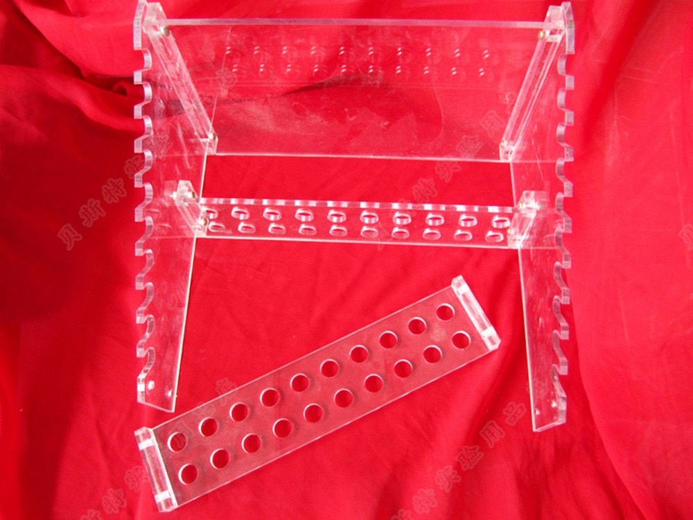 Plexiglass ladder shaped straw frame, removable plexiglass ladder pipette support,20 hole pipette support, straw placing rack
