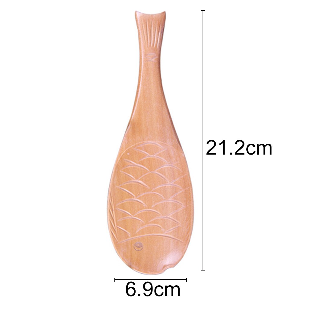 Cuchara de madera para arroz, utensilio de cocina tallado de madera, pato, pescado, arroz, cuchara de paleta, cuchara para sopa, cucharillas antiadherentes: Burlywood Fish