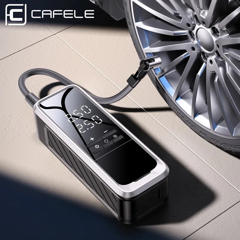 CAFELE 160PSI Tragbarer Reifenfüller 85 W Elektronische Reifenluftpumpe Drahtloser/verkabelter Autoreifenfüller für Motorradfahrrad 5000 mAh