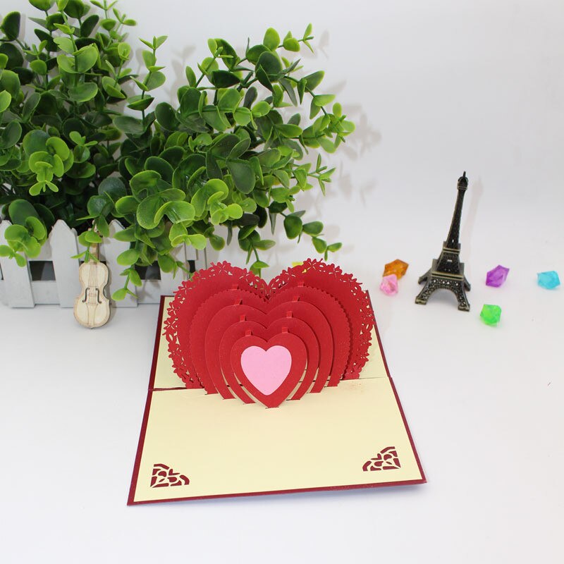 Offre spéciale cartes de vœux Pop-Up en 3D | Cartes de vœux romantiques d'anniversaire pour mariage, carte d'anniversaire de la saint-valentin: Type 7