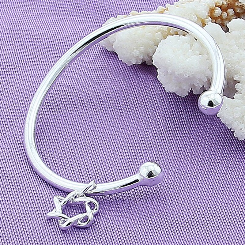Di Modo caldo 925 Gioielli in Argento sterlina Braccialetti Braccialetti Aperti per Le Donne Degli Uomini Argento stella Del Pendente Del Braccialetto