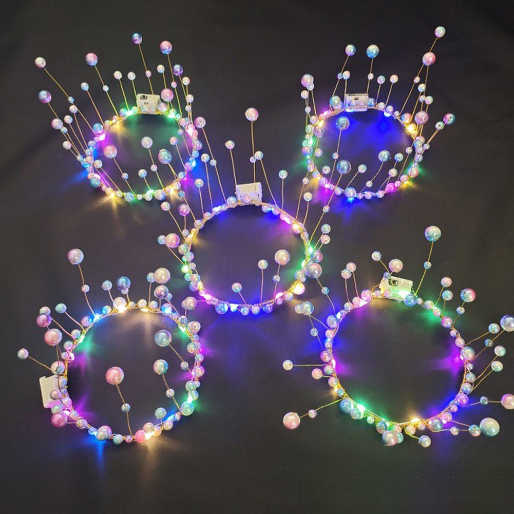 Led-lampe perlekrone kagetopper dekoration prinsesse festtop topper tillykke med fødselsdagen kagedekorationsværktøj bryllupsartikler