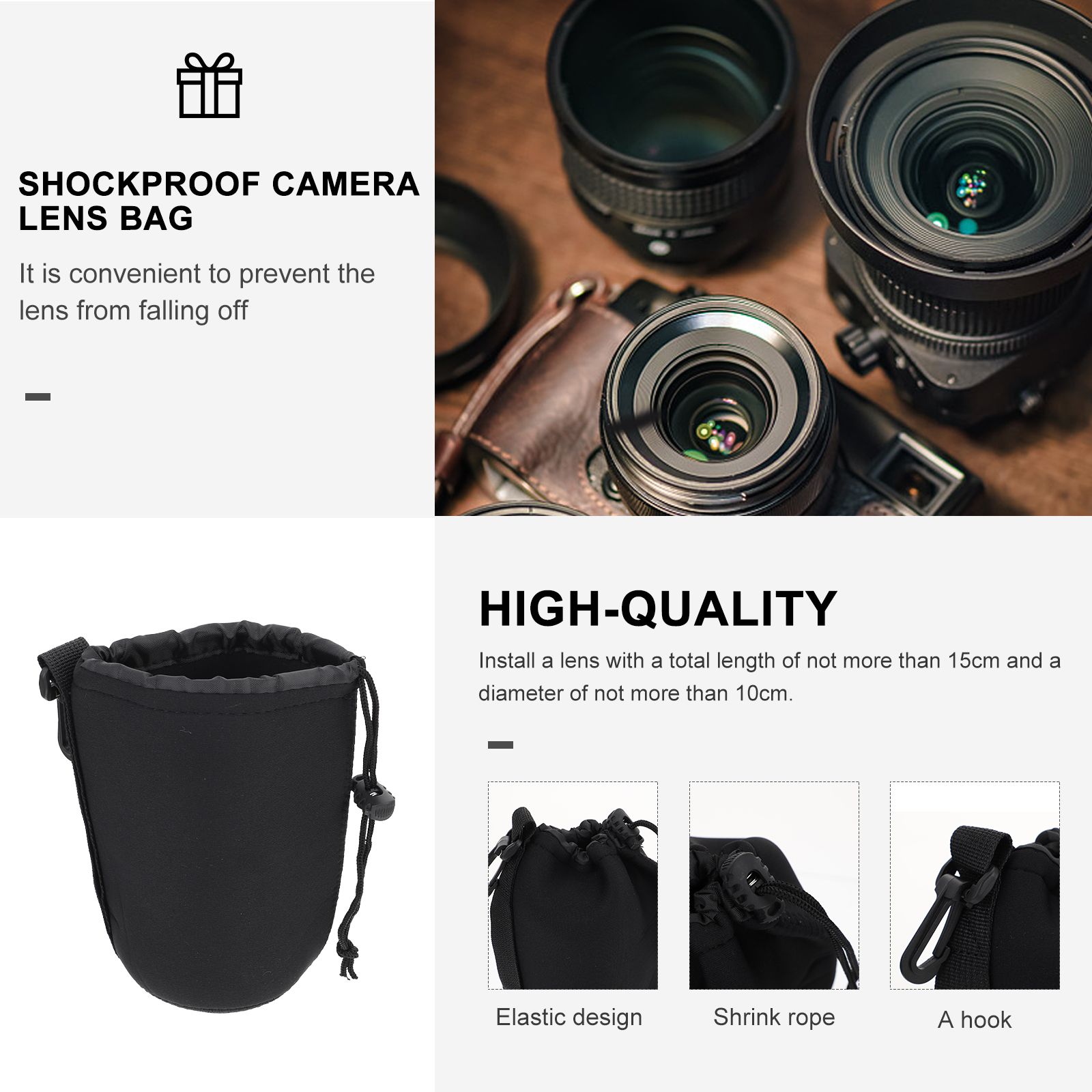 2 PCS Torba na obiektyw Przechowywanie aparatu Małe etui Etui Etui Akcesoria do obiektywów fotograficznych