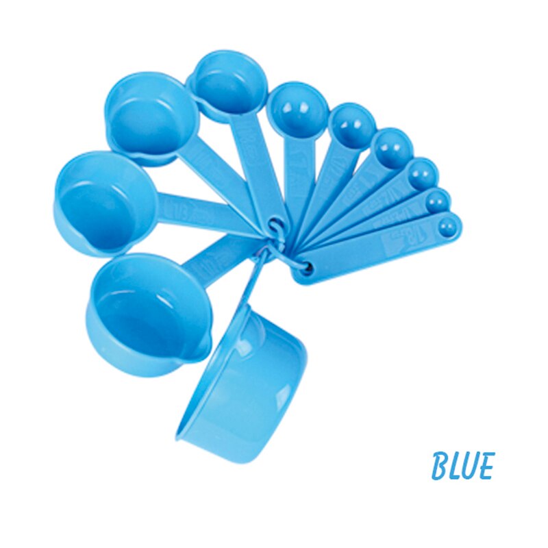 Juego de 11 cucharas de cocina para hornear, utensilios de cocina, cuchara medidora de silicona, cuchara de escala, cucharas medidoras, utensilios de cocina: blue