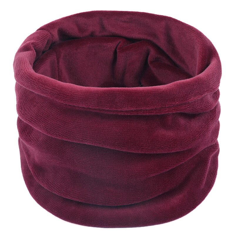 Winter Goud Fluwelen Ring Sjaal Voor Vrouwen Effen Kleur Zachte Halswarmer Vintage Vrouwen Mannen Cirkel Snood Sjaals Paar Unisex: dark red