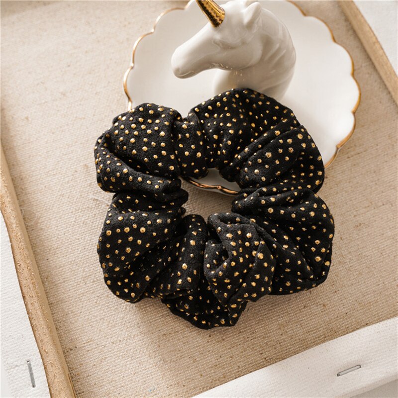 Lazos para el pelo para mujer, remache dorado, banda elástica para el pelo, coletero, banda de goma para niña y mujer, accesorios para el cabello, tocados: Black