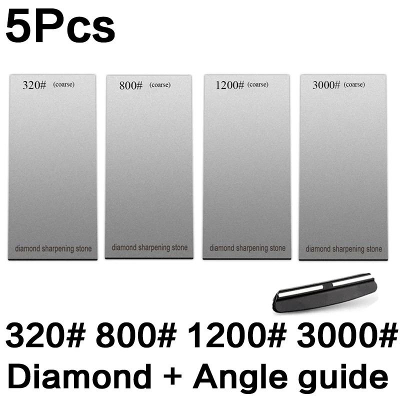 Diamant-Schärfsteine mit Körnung 120/600/1500/3000, Messerschärfer, rutschfeste Basis, Küchenmesser-Schärfwerkzeug-Set, Flockplatte