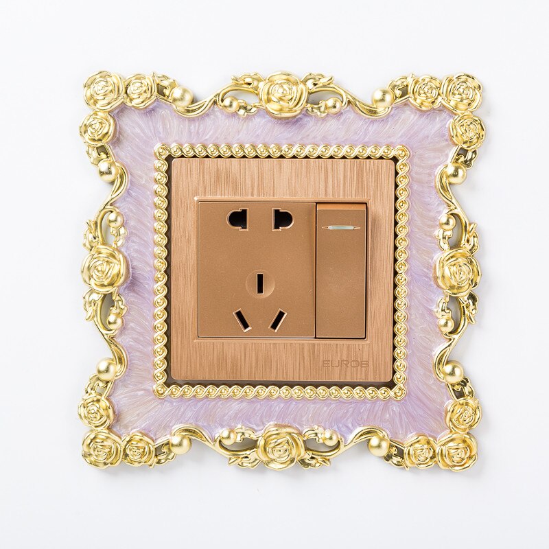 1PC Home Switch Cover Square Shape Switch Wall Light Socket Stickers Room Decoration: Purple