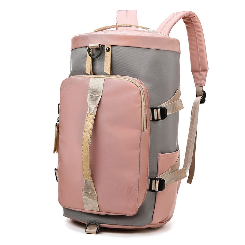 School Backpack Gym Travel Bag for Women Men Camping Outdoor SPorts Shoulder Bag With Shoes Pocket Fitness Training Bag XA221A: Pink
