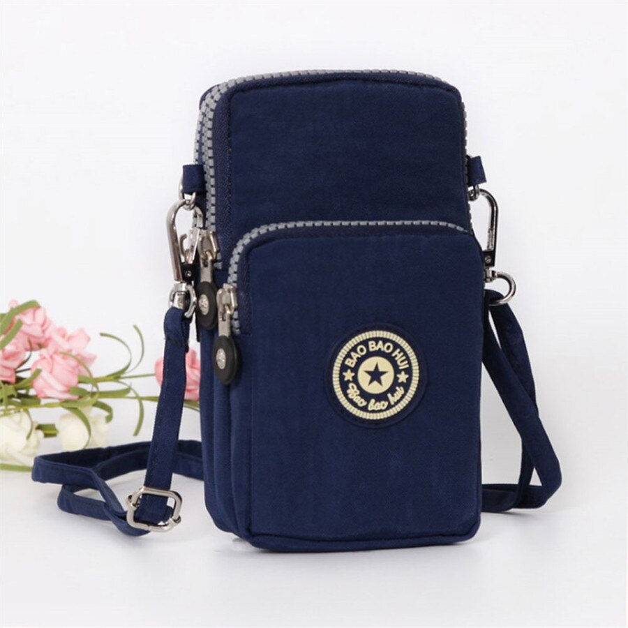 Modern Cross-body Mini Mobile Phone Shoulder Bag Pouch Case Belt Handbag Purse Wallet Storage Bag: Navy