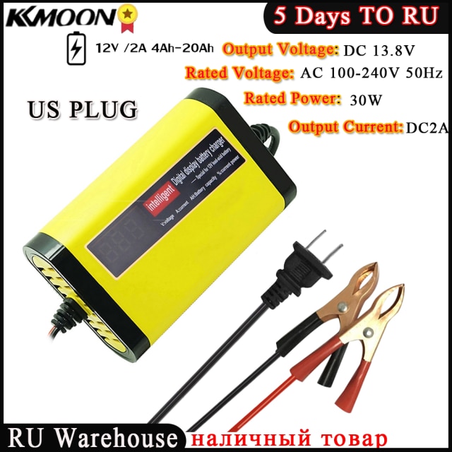 12V 24V Pulse Repairing Charger with LCD Display Motorcycle &amp; Car Battery Charger AGM GEL WET Lead Acid Battery Charger: TYPE 1 US Plug