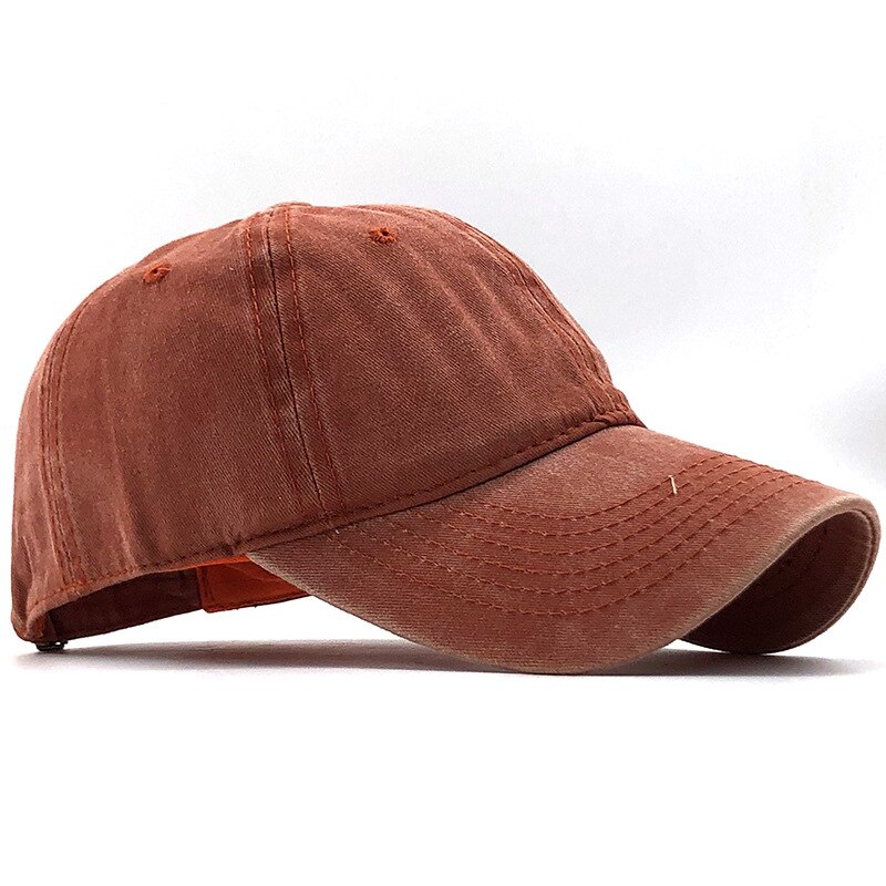 Simple Washed Cotton Adjustable Solid color Baseball Cap Unisex couple cap Leisure dad Hat fishing Snapback cap 17 Color: orange