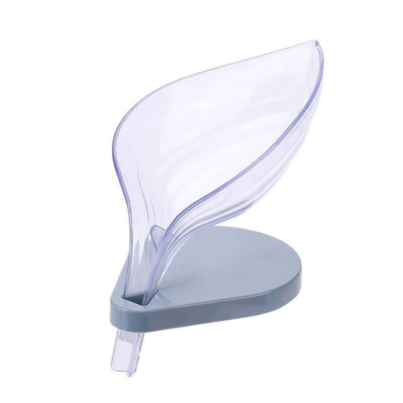 Leaf Shaped Soap Box Drain Soap Holder Suction Cup Soap Dish Plastic Soap Tray Bathroom Accessories Supplies: White