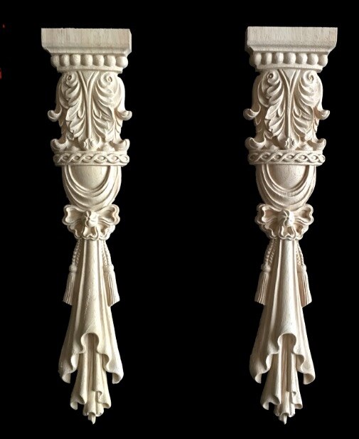 Colonne en bois sculpté, meuble de Style européen 30x6.5cm, colonne romaine, décoration en bois sculpté, 2 pièces/lot