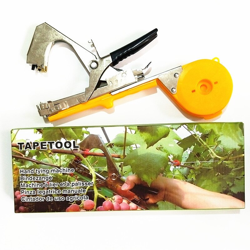 Máquina de amarração planta jardim planta pacote tapetool tapener com 1.1x3000cm de fita, usado para legumes, uvas, tomates, pepinos
