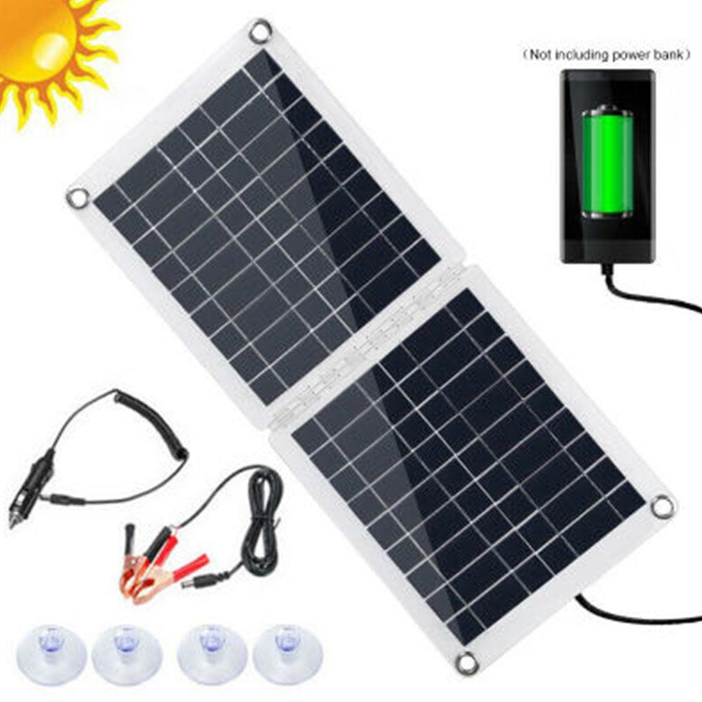 Panel Solar Flexible de 60W, Panel Solar monocristalino, plegable, doble USB, para teléfono, batería de coche, electrónica, 18V/12V/9V/6V