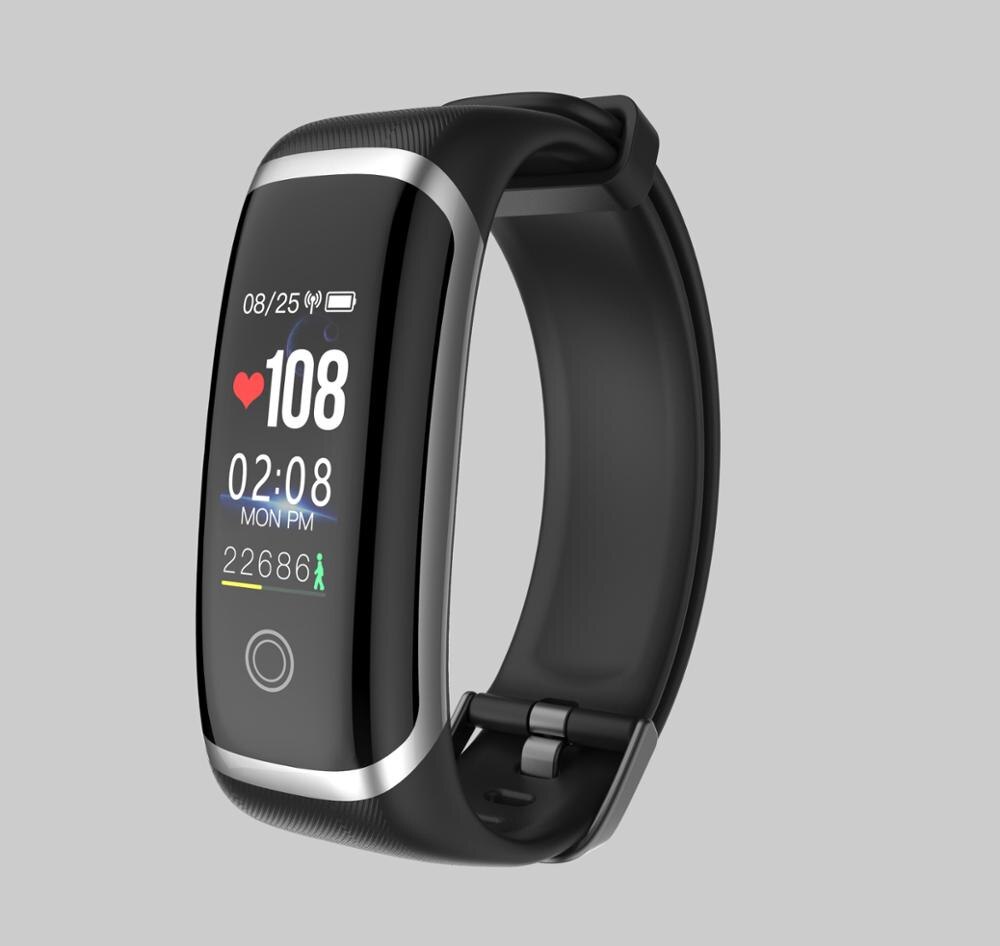 Sport fitness tracker  m4 smart pulsmätare armband kalorier vattentät smart bandklocka för ios android: Svart silver