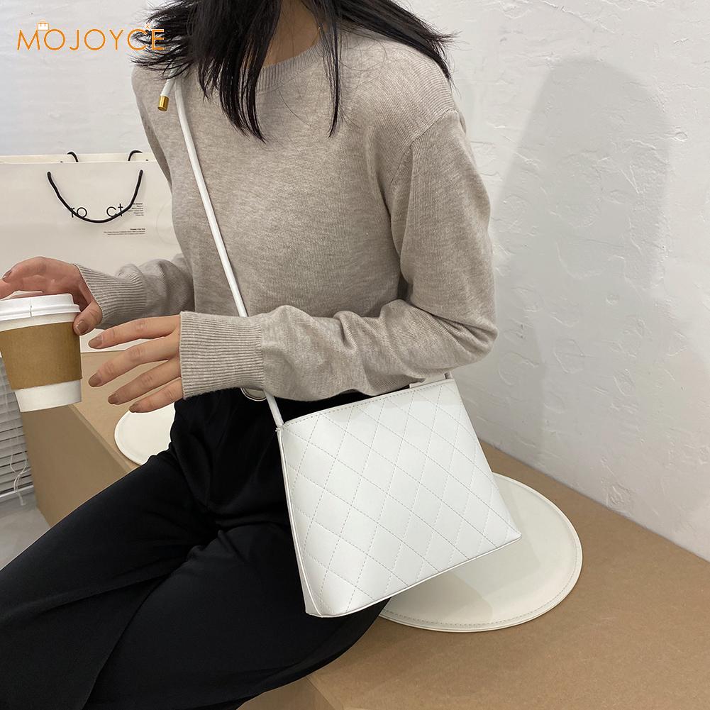 Gitter Muster Crossbody Handtasche Frauen PU Leder Einfarbig Einfache Casual Schulter Handtasche Weibliche Tragbare Reise