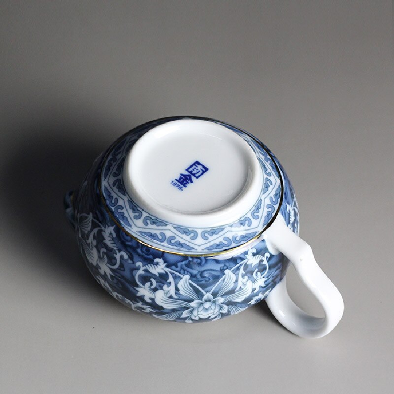Kinesisk tekande tekande tekande jingdezhen blå og hvid porcelæns tekop keramisk skummer mælkekop kaffe lattekande
