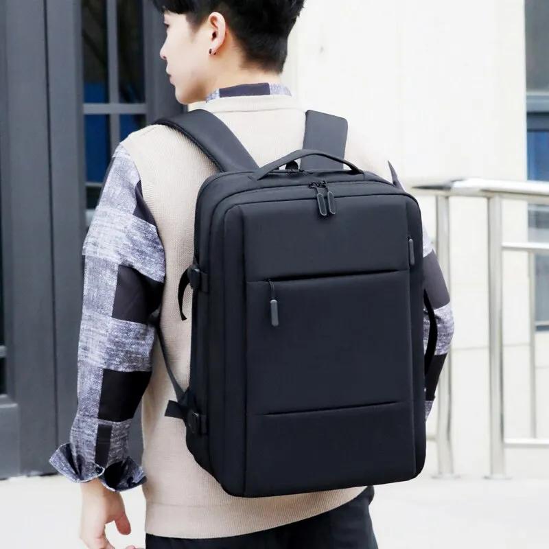 Classic Travel Backpack Men Business Backpack School Expandable USB Bag Large Capacity Laptop Waterproof Backpack
