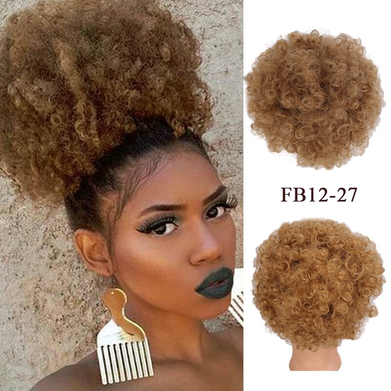 LUPU-Chignon de coiffure synthétique court | Queue-de-cheval Afro crépue bouclée et crépue avec cordon, résistant à la chaleur, en Fiber, pour femmes noires: 27