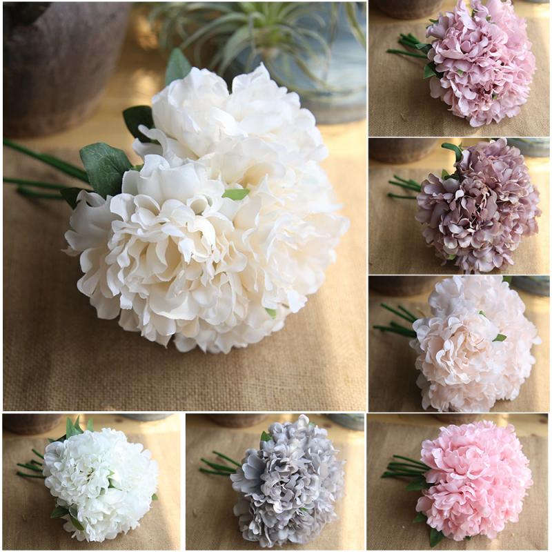 5 Heads/bunch Peony artificial flower Bouquet Wedding Decoration Silk Flower Valentine's Day Party home DIY Decoration Crafts