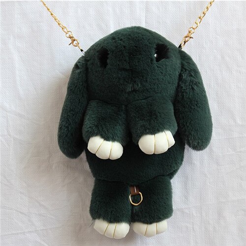 OURCIAO Korean Korean Cute Rabbit Lovely Shoulder Bag Cartoon Child Show MOE Dead Rabbit Wool Bags D301: dark green