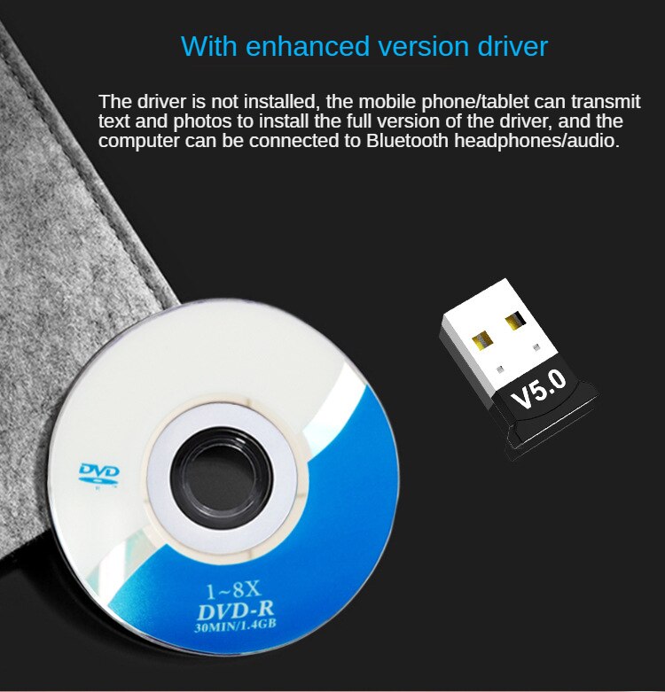 USB Bluetooth Transmitter Receiver 5.0 Wireless Free Drive Home Computer Desktop Bluetooth Adapter