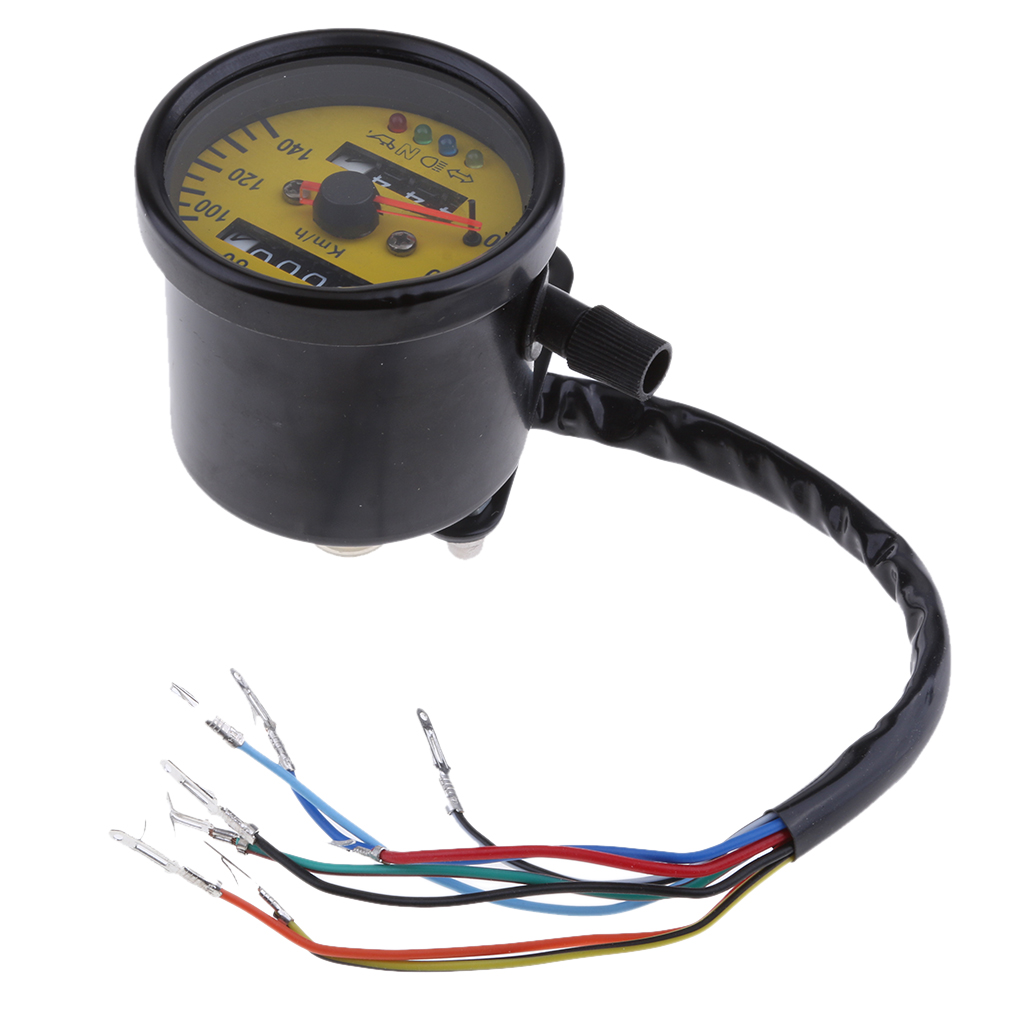 12V Motorbike Universal LED Speedometer Gauge with Four Indicator Functions