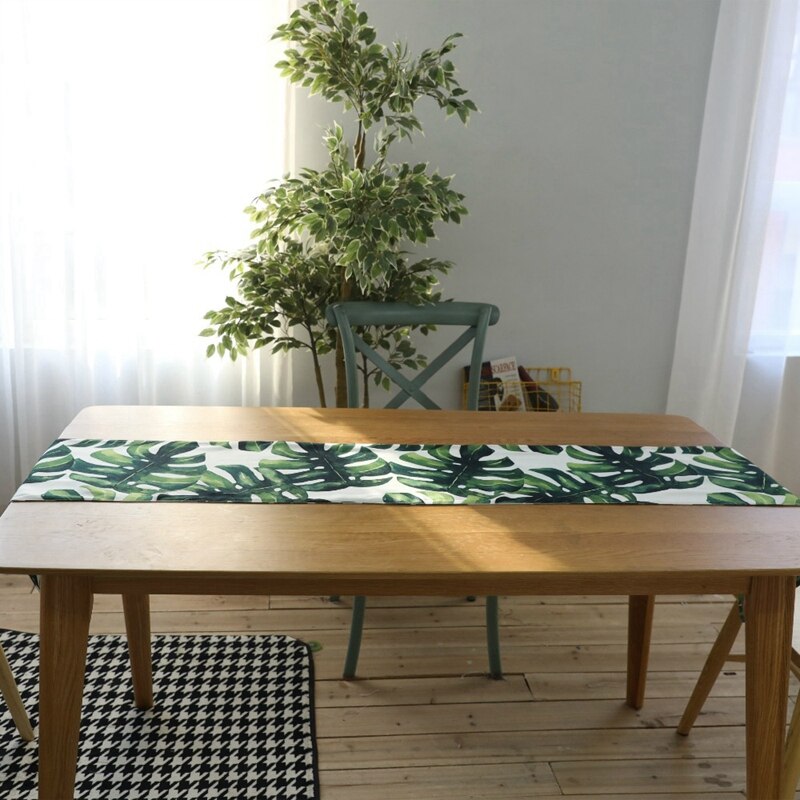 Moderne bordløper bordløper bordløpere til bryllupsfest palmeblad bordløper bordløper monstera blad bordbrikke 30 x